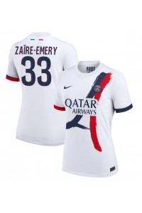 Paris Saint-Germain Warren Zaire-Emery #33 Voetbaltruitje Uit tenue Dames 2024-25 Korte Mouw